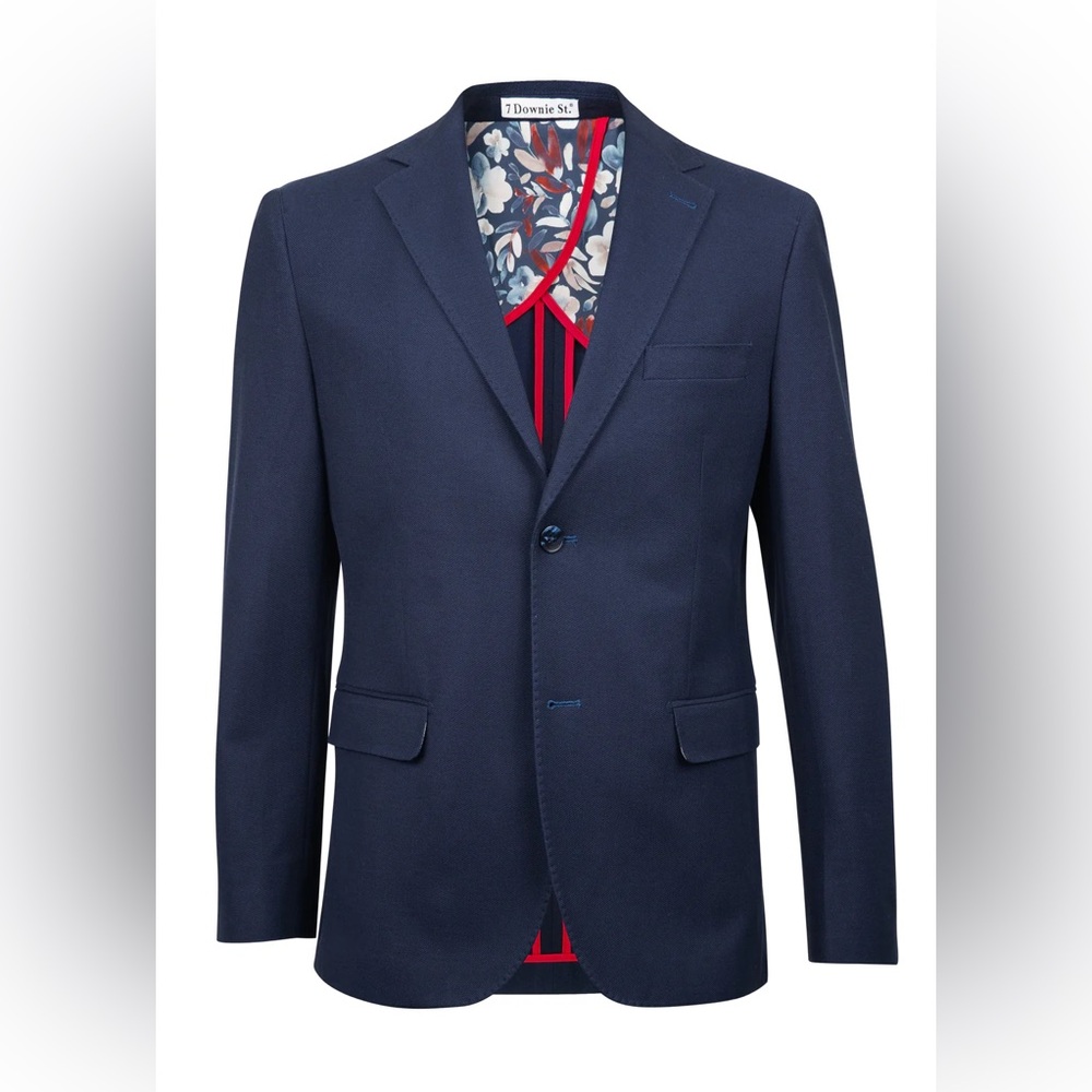 NWT 7Downie St. Sanford Navy Textured Cotton Sport Coat Size 44R Originally $595